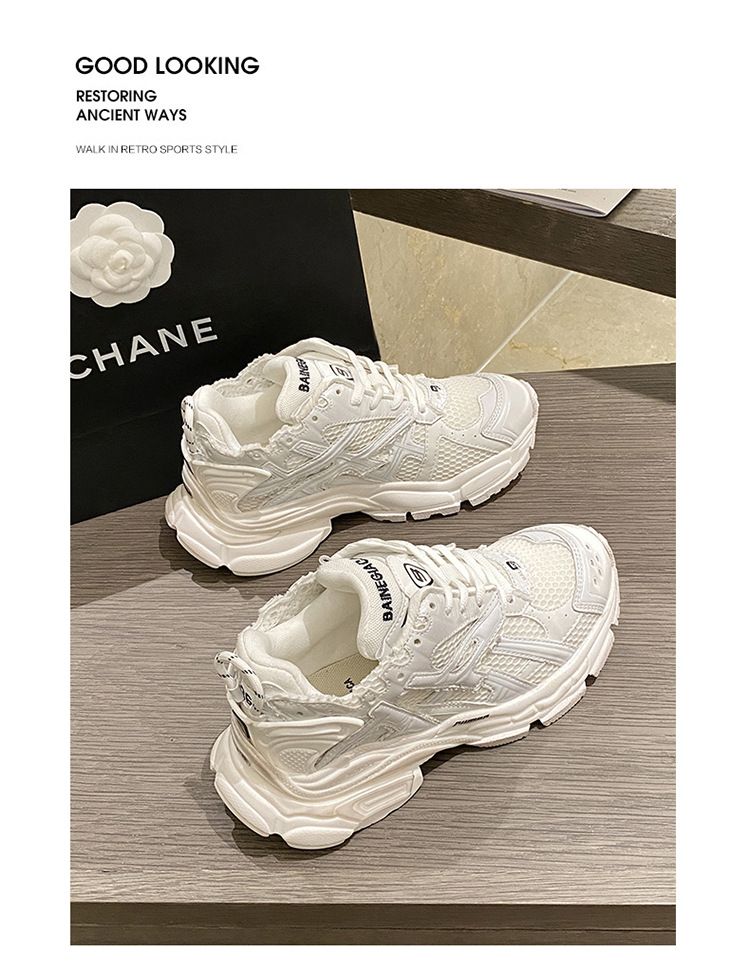 Casual Net Rot Stil Paris Sommer Neue Dicke Sohlen Mesh Atmungsaktive Leder Alte Schuhe Frauen Erhöhen Höhe Und Aussehen dünn_voghion.com