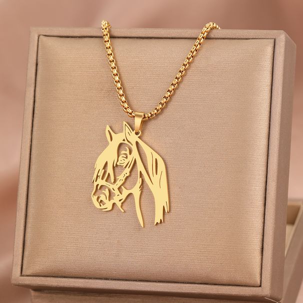 2025 Damemode Rustfrit stål Hestehovedvedhæng Herre Dame Stilfuld Hiphop Halskæde, Smykker_voghion.com