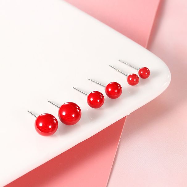 6 Farben erhältlich Heißer Verkauf Mode S Silber Koreanische Ausgabe Kleine Bean Starke Licht Runde Shell Perle Ohrringe_voghion.com