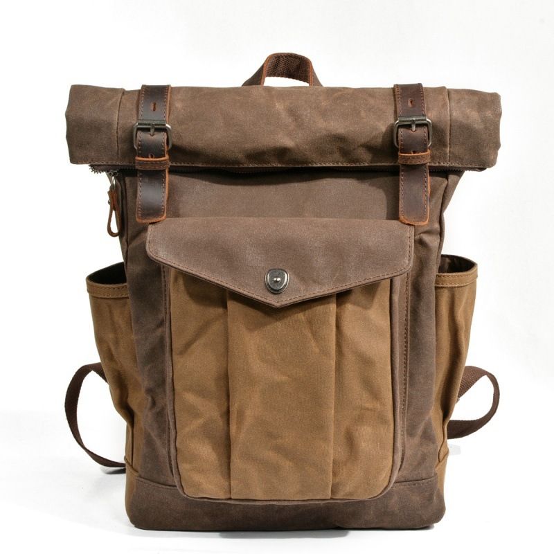 2025s Rucksack Unisex Doppel Schulter Öl Wachs Leinwand Reise Laptop Outdoor Sport Wandern Tasche_voghion.com