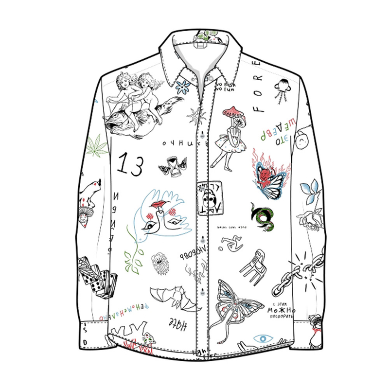 Unbeatable Quality Character Long Sleeved For Men, Fresh And Artistic Casual Full Body Printed Pattern Shirt_voghion.com