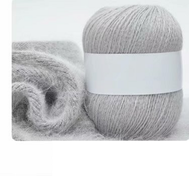 2 strands of long mink yarn, medium fine hand woven mink yarn, hat, shawl, coat, 2 strands of cashmere yarn, 20 colors_voghion.com
