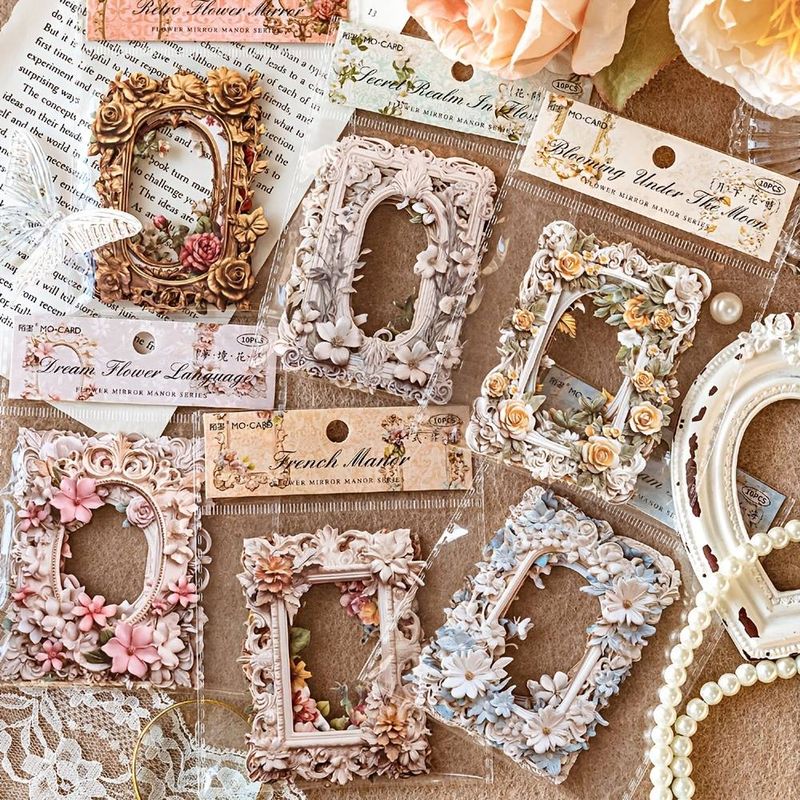 120pcs/6pack Flower Photo Frame Series Handmade DIY Scrapbook Stickers_voghion.com