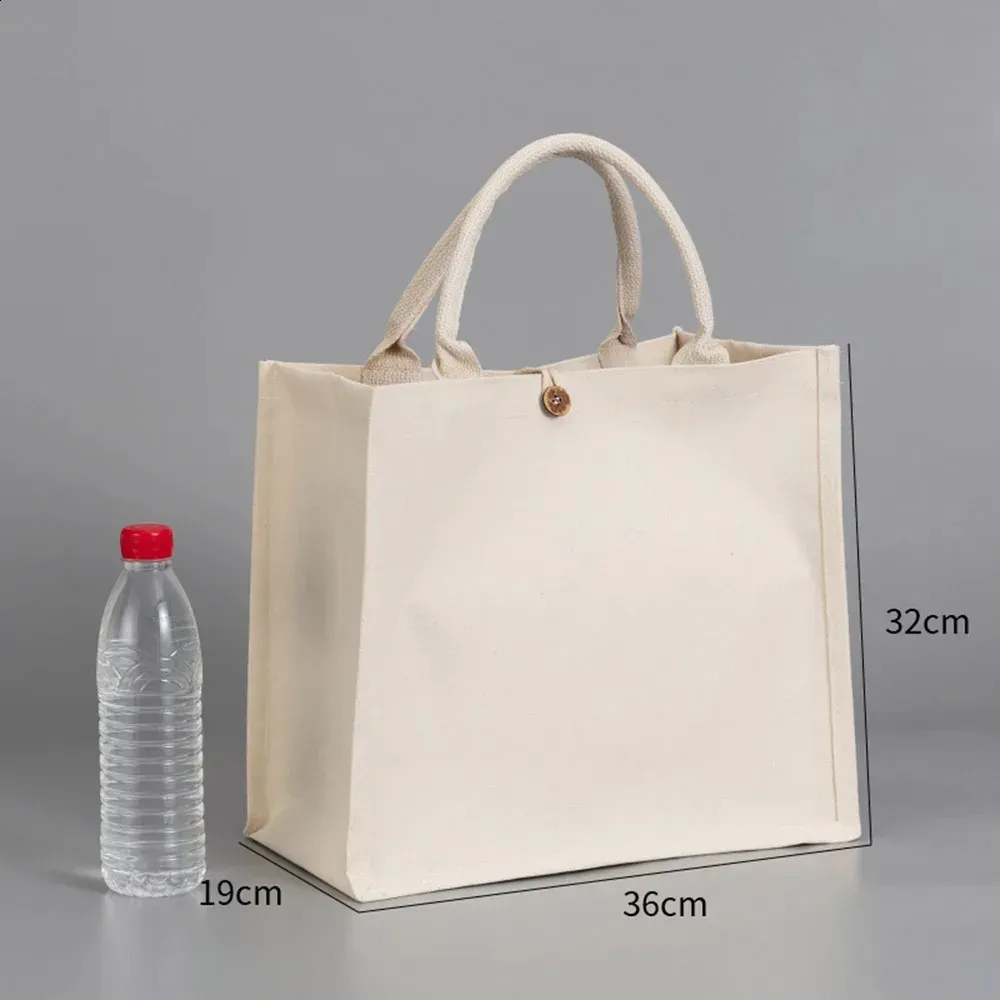Black/White Large Capacity Canvas Handbag Burlap Shopping Bag Foldable Travel Storage Organizer Eco-Friendly Grocery_voghion.com