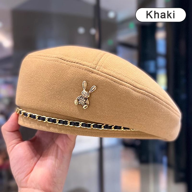 Heißer Verkauf Frauen Kaninchen Baskenmütze Stil Für Französisch Künstler Warme Winter Beanie Hut Einfarbig Elegante Dame Alle Abgestimmt Maler Kappen_voghion.com