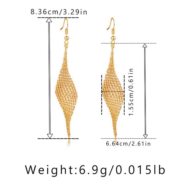 Design de borla longa galvanizada em ouro real, brincos de textura de alta qualidade, brincos de temperamento que modificam o formato do rosto_voghion.com