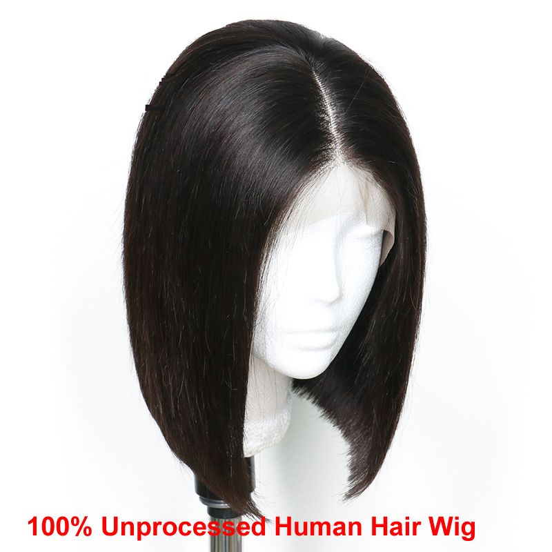 Pre Plucked Natural Hairline Deep Parting Lace Front Wigs 08"-14" Short Bob Wigs for Women_voghion.com