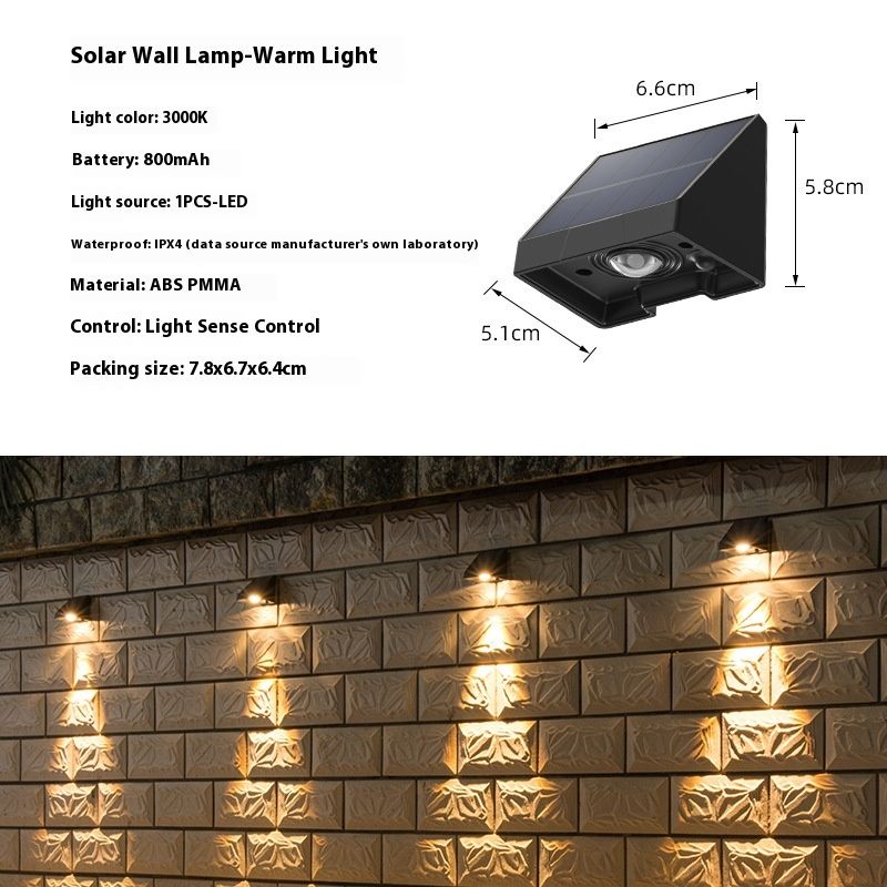 Saules sienas mazgāšanas lampa ar IP54 ūdensizturību - LED āra saules lampa dārza sienām, žogu dekoram, villas fasādes apgaismojumam, regulējams leņķis_voghion.com
