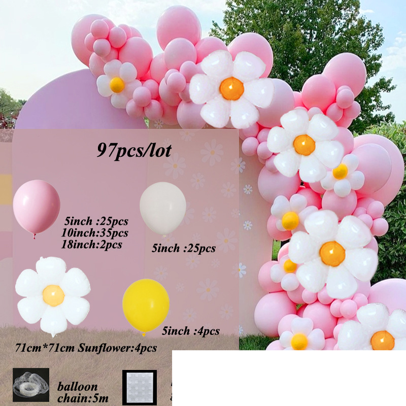Balon roz cu crizantemă și floarea-soarelui, pentru petrecere de ziua de naștere, decorațiuni de nuntă, coroană, balon cu arc de deschidere_voghion.com