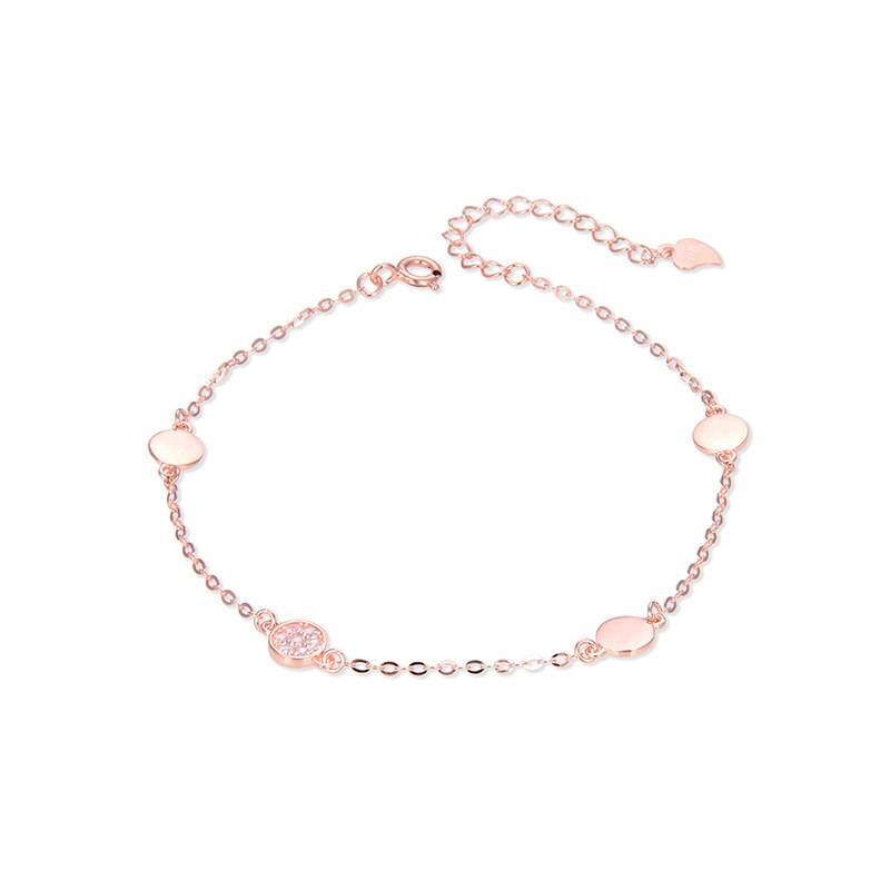Women's Jewelry S925 Sterling Silver Round Rose Gold Bracelet Diamond Niche Design Bracelet Simple Hand Jewelry_voghion.com