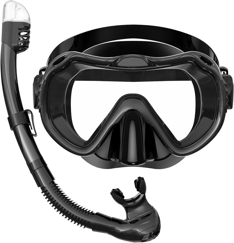Snorkeling Goggles Set Snorkeling Mask Full Dry Goggles Breathing Tube Scuba Diving Set_voghion.com