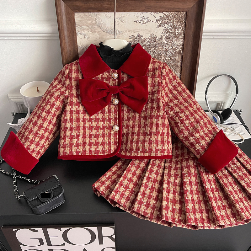 Korean Version Winter New Year Outfit Girls Plus Cotton Two Piece Suit Live Broadcast Hot Style Secret Text_voghion.com