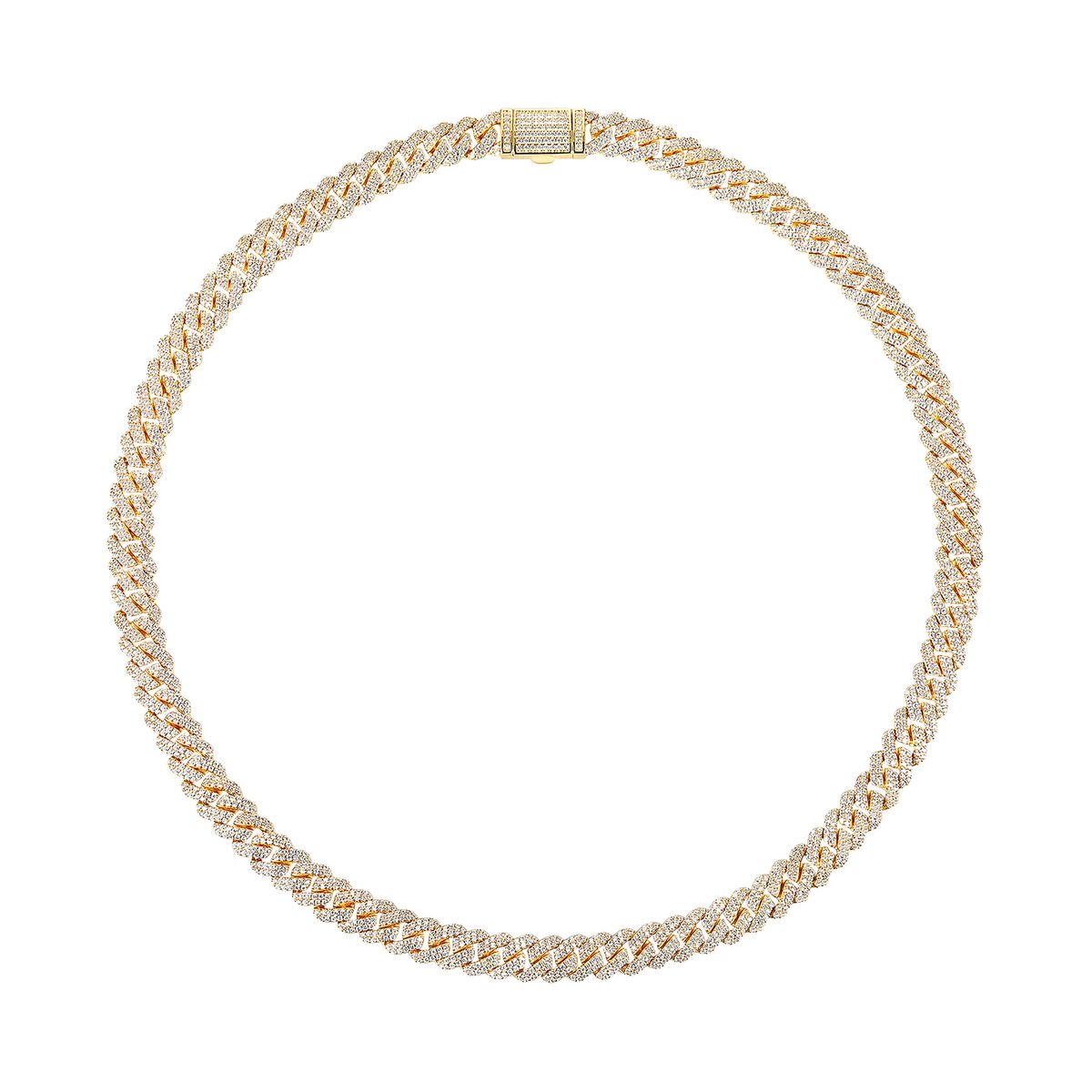 Collana con catena cubana da 8 mm per uomo e donna con zirconi a doppia fila, collana hip hop placcata in oro da 18 pollici per un look alla moda_voghion.com