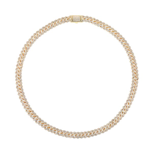 Collana con catena cubana da 8 mm per uomo e donna con zirconi a doppia fila, collana hip hop placcata in oro da 18 pollici per un look alla moda_voghion.com