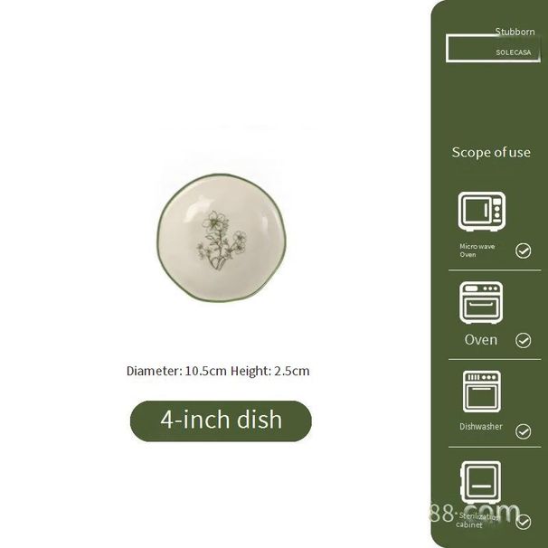 Elegant Ceramic Dinnerware Set - Floral Green Timeless Collection, Microwave Safe Bowl Plate Cup Gift Box For Home Dining_voghion.com