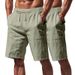 Pantaloncini da spiaggia in lino da uomo, confezione da 2, larghi pantaloni estivi casual, tinta unita, ad asciugatura rapida e comfort_voghion.com