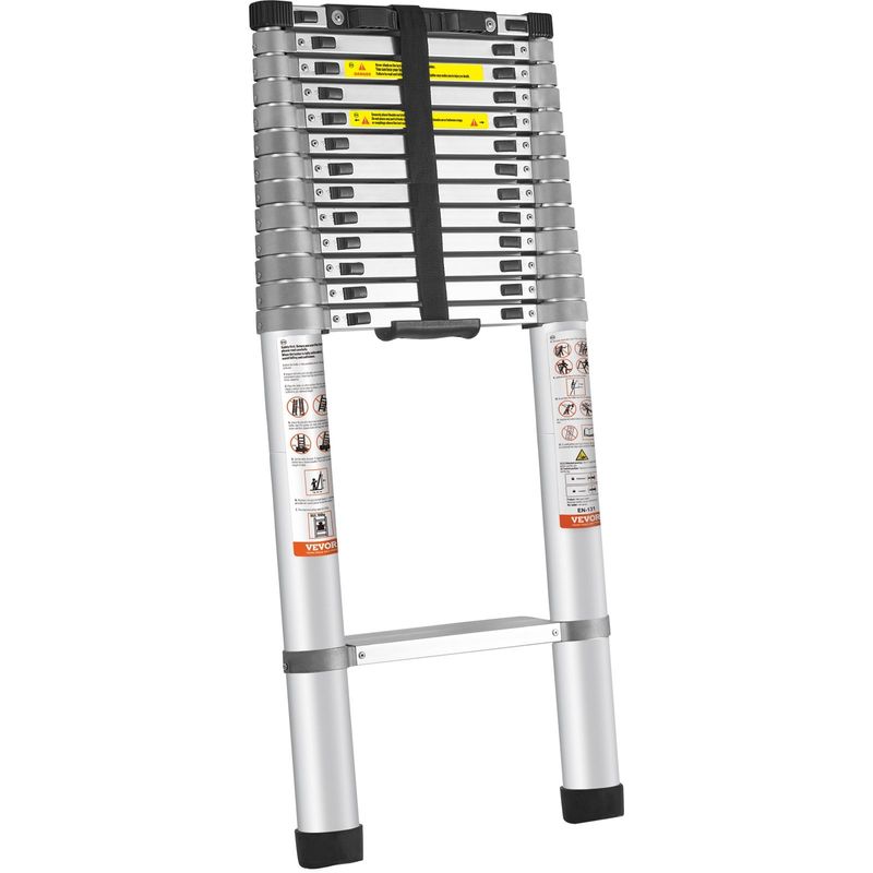 VEVOR Telescoping Ladder, 18.5 FT Aluminum One-button Retraction Collapsible Extension Ladder, 400 LBS Capacity with Non-slip Feet, Portable Multi-pur_voghion.com