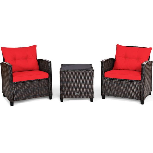 3 Pieces Rattan Patio Furniture Set with Washable Cushion_voghion.com