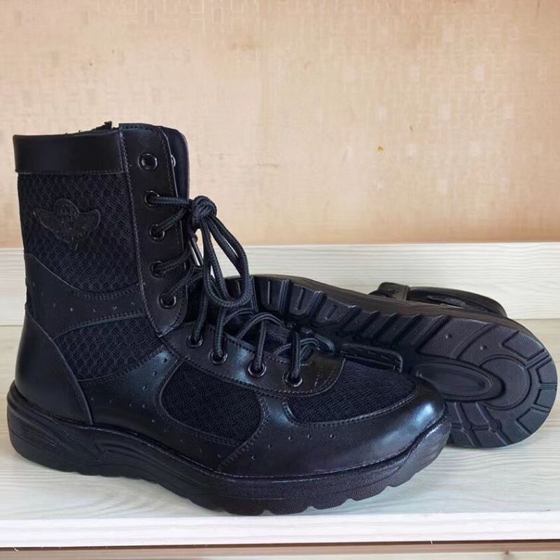 European Warm Series Side Zipper Training Paratrooper Flight Summer Mesh Breathable Combat Men's Outdoor Tactical Boots_voghion.com