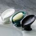 Ceramic Soap Dish With Drainage – Marble-Patterned Non-Slip Soap Tray – Elegant Matte Finish For Home & Hotel Bathrooms (Black/White/Green)_voghion.com