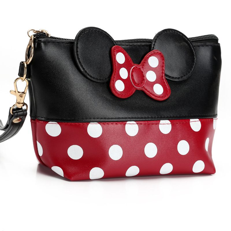 Travel Cosmetic Bag Cartoon Bow Makeup Case Women Zipper Hand Holding Make Up Handbag Organizer Storage Pouch Toiletry Wash Bags_voghion.com