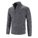 Autumn Winter Thick Knitted Solid Color Zipper Mock Neck Slim Fit Knit Sweater Men Casual Pullover Man_voghion.com
