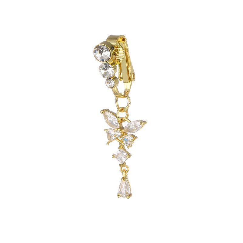 Belly Ring Butterfly Belly Piercing Clip on Umbilical Navel Belly Button Cartilage Clip on Earrings Body Jewelry_voghion.com
