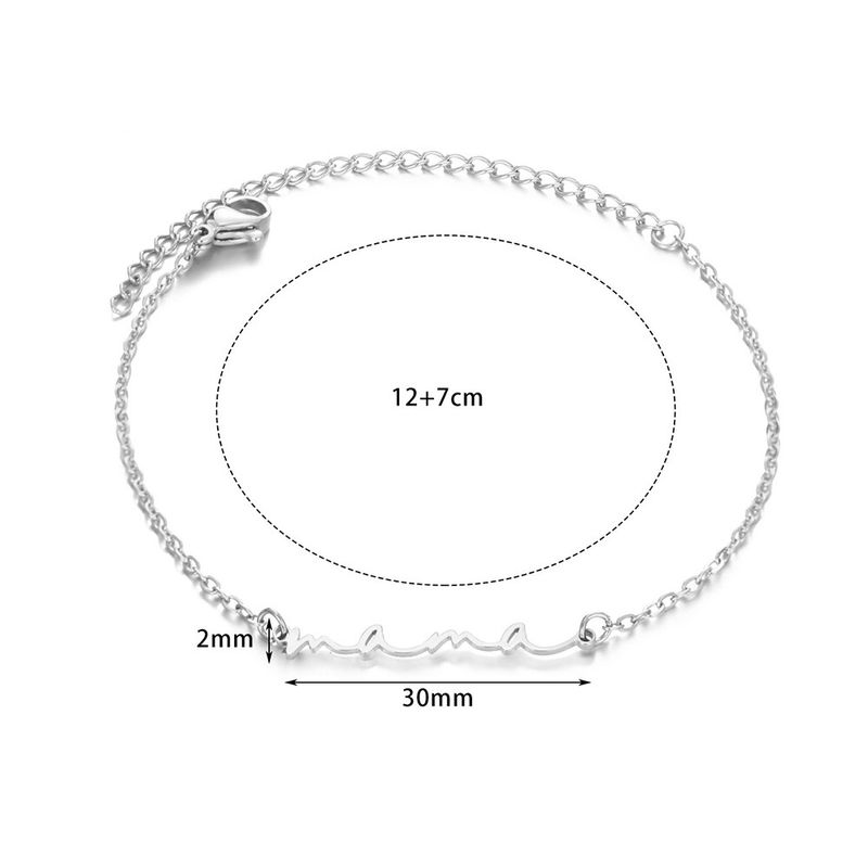 Bracciale in acciaio inossidabile con ciondolo a forma di testo della mamma in titanio con taglio semplice e alla moda, elegante e versatile._voghion.com