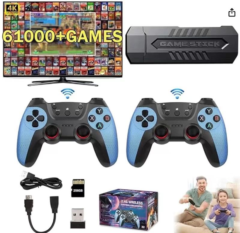 X2 Wireless Retro Gaming Console For TV - 4K HD Dual Player Arcade System With 64GB Memory, HDMI & 2 Wireless Controllers_voghion.com