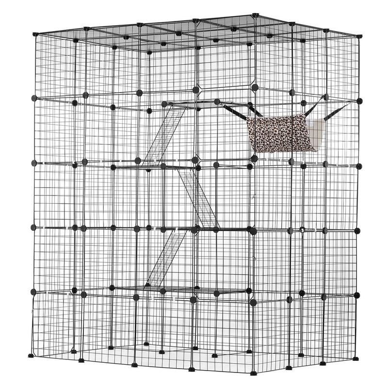 Large 4-tier Cat Cage 54 X 41 X 69' Metal Wire Cat Enclosure With Hammock_voghion.com