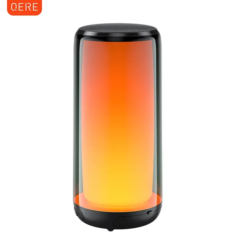 QERE HF33 Mini Portable Wireless Outdoor Subwoofer With Led Flashing Colorful Metal Bass Speaker_voghion.com