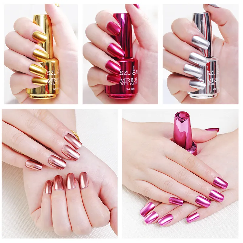 Metallic Mirror Effect Nail Polish Purple Rose Gold Sier Chrome Nail Art Polish for Nails Manicure Lacquer Dec_voghion.com