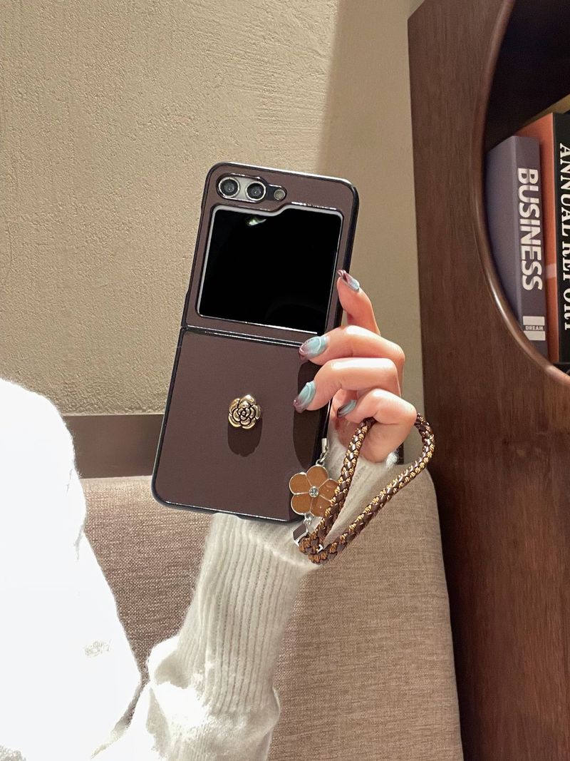 Suitable for Samsung w23flip solid color leather pattern phone case zflip4 folding screen filp5 protective case luxury simple_voghion.com
