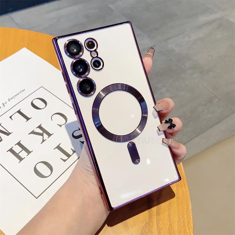 Hinweis 10 20 S21 S20 Fe magnetische drahtlose Ladung transparente Hülle für Samsung Galaxy S23 S22 Ultra Plus Magsafe Cover S 23 22 20_voghion.com