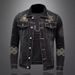 Suitable For All Seasons Trendy Embroidered Turn-down Collar Denim Jacket For Men, New Autumn Winter Street Style Casual Loose Workwear Coat_voghion.com
