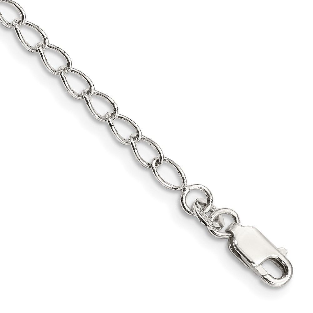 Sterling Silver 3mm Half Round Wire Open Curb Chain Anklet_voghion.com