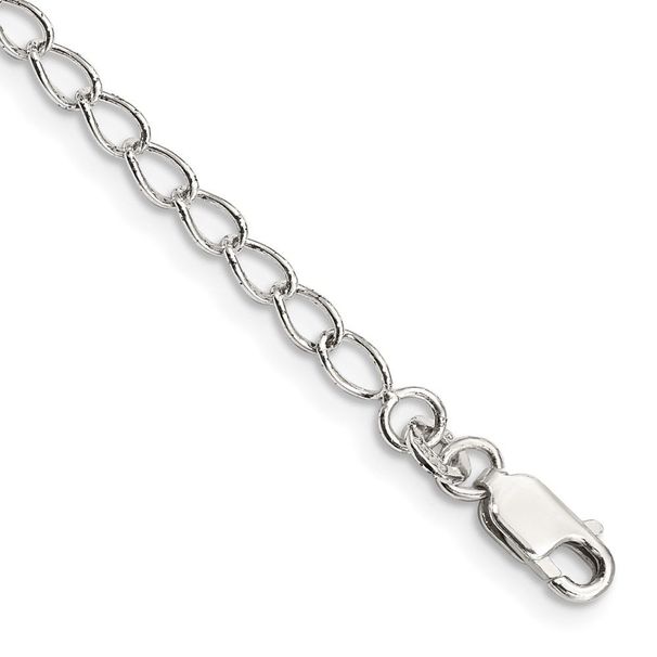 Sterling Silver 3mm Half Round Wire Open Curb Chain Anklet_voghion.com
