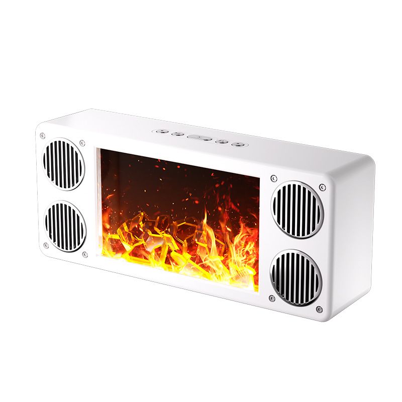 Portable Speakers New Creative Simulation Flame Fireplace Audio Small Home Colorful Lighting Panoramic Surround Bluetooth Speaker_voghion.com