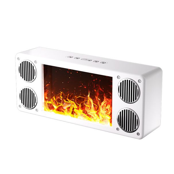 Portable Speakers New Creative Simulation Flame Fireplace Audio Small Home Colorful Lighting Panoramic Surround Bluetooth Speaker_voghion.com