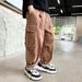 Trendy khaki boys' work 2024 new spring and autumn mid to large children's casual pants_voghion.com