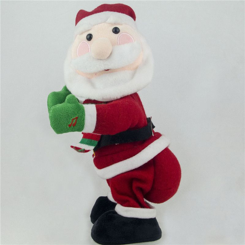 Peluche Père Noël dansant et chantant - Décoration de Noël interactive avec fesses qui bougent pour les enfants et les fêtes de fin d'année_voghion.com