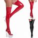 New Women Thigh High Over Knees Shiny Lacquer Leather Casual Long Overknee Socks Black Red Stockings Clubwear_voghion.com