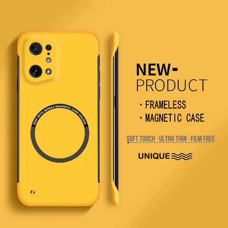 Coque de téléphone magnétique ultra fine et rigide en polycarbonate sans cadre pour Oppo Reno 5 6 8 Find X3 Neo Lite X5 Pro avec chargement sans fil mat_voghion.com