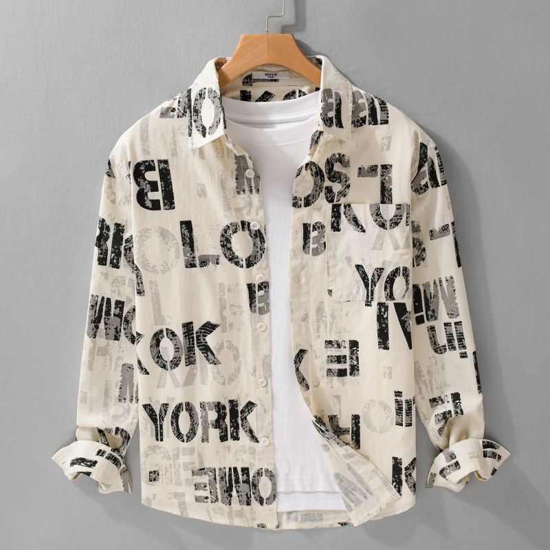 Camicia a maniche lunghe con stampa floreale da uomo - 100% cotone, vestibilità comoda, casual, con bottoni, per uno stile alla moda_voghion.com