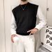 Men's Clothing Autumn And Winter New Fake Two Piece Black Sweater Men's College Style Knitted Sweater Boys Lazy Style Men's Clothing Trend_voghion.com