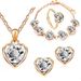 Ensemble de bijoux en cristal en forme de cœur pour femme, collier, boucles d'oreilles, bague, bracelet, ensemble de quatre pièces_voghion.com