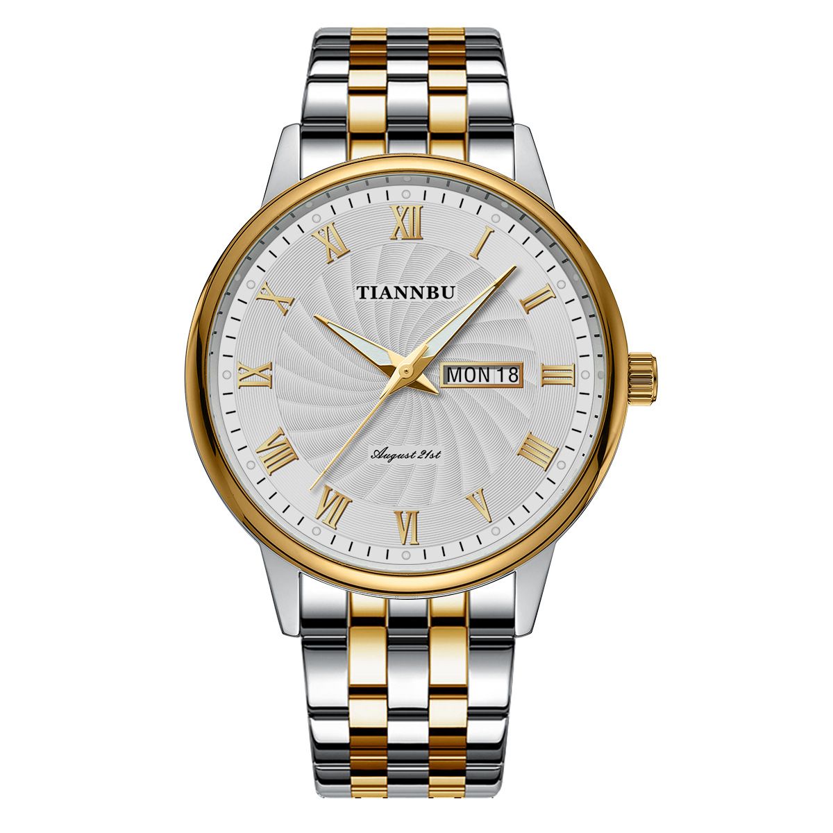 Double Calendar Watch For Men, Fully Automatic Machine Watch For Men, Student Style, Domestic Steel Belt, Butterfly Buckle_voghion.com