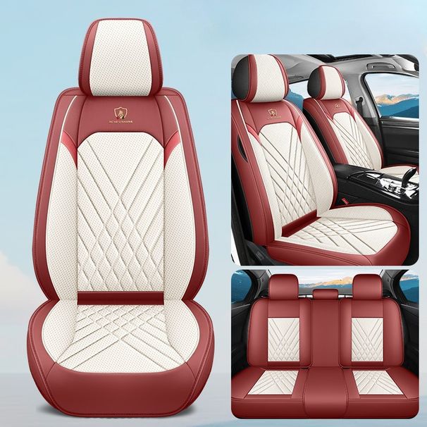 Set completo di coprisedili per auto in stile business a 5 posti, in pelle PU impermeabile di alta qualità, universali, adatti per la maggior parte di auto, camion e_voghion.com