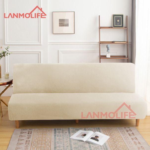 High Elastic Armless Sofa Cover All Inclusive Household Dustproof Folding Bed Cover Simple Fabric Solid Color Sofa Cover_voghion.com