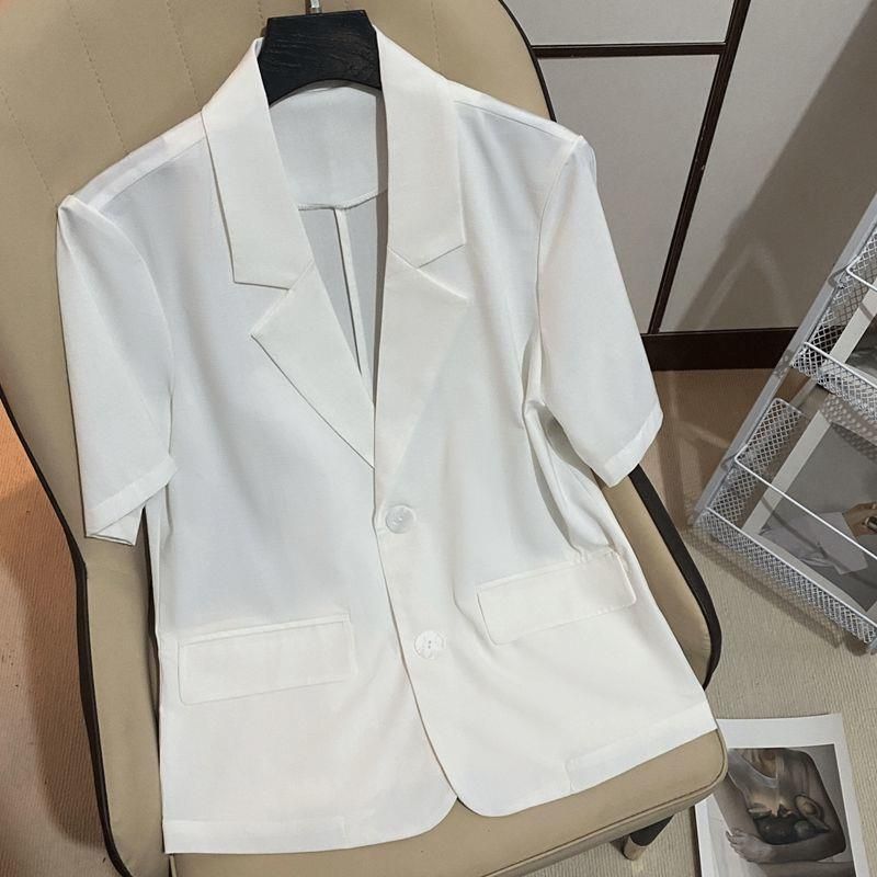 Women's Clothing Fat MM Extra Large Size 300 Catties Thin Professional Short Sleeved Small Suit Jacket Women's Summer Loose Suit Top_voghion.com